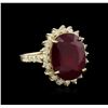 Image 1 : 12.11ctw Ruby and Diamond Ring - 14KT Yellow Gold