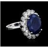 Image 1 : 14KT White Gold 8.84ct Sapphire and Diamond Ring