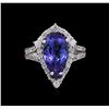 Image 2 : 4.03ct Tanzanite and Diamond Ring - 14KT White Gold