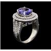 Image 3 : 4.06ct Tanzanite and Diamond Ring - 14KT White Gold