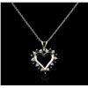 Image 1 : 14KT White Gold 0.10ctw Sapphire and Diamond Heart Pendant With Chain