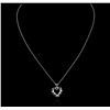 Image 2 : 14KT White Gold 0.10ctw Sapphire and Diamond Heart Pendant With Chain