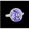 Image 1 : 5.60ct Tanzanite and Diamond Ring - 14KT White Gold