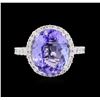 Image 2 : 5.60ct Tanzanite and Diamond Ring - 14KT White Gold
