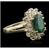 Image 1 : 14KT Yellow Gold 2.59ct Emerald and Diamond Ring