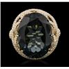 Image 1 : 14KT Yellow Gold 20.72ct Blue Topaz and Diamond Ring