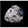 Image 1 : 14KT White Gold 9.01ctw Sapphire and Diamond Ring