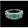 Image 2 : 1.40ctw Emerald and Diamond Ring- 14KT White Gold