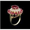 Image 3 : 7.51ctw Ruby and Diamond Ring - 14KT Yellow Gold