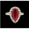Image 2 : 4.91ct Ruby and Diamond Ring - 14KT Yellow Gold