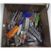 Image 1 : Metal Box of Various New & Used Knives, Corkscrews, Multi-tools and more!