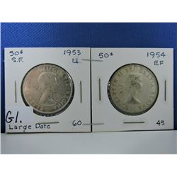 1953 & 1954 Canada 50 cents