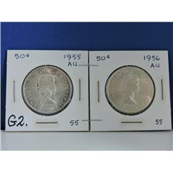 1955 & 1956 Canada 50 cents