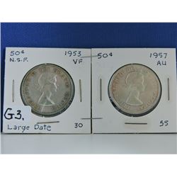 1953 & 1957 Canada 50 cents