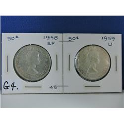 1958 & 1959 Canada 50 cents