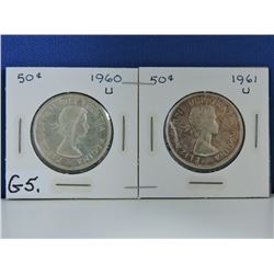 1960 & 1961 Canada 50 cents