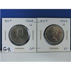1968 & 1969 Canada 50 cents