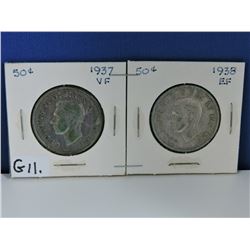 1937 & 1938 Canada 50 cents