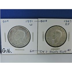 1951 & 1947 Canada 50 cents