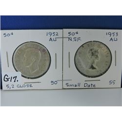 1952 & 1953 Canada 50 cents