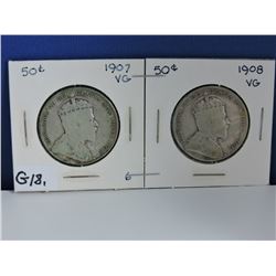 1907 & 1908 Canada 50 cents