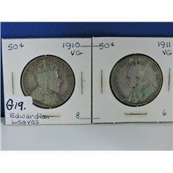 1910 & 1911 Canada 50 cents