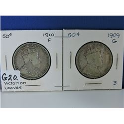 1910 & 1909 Canada 50 cents