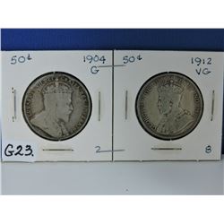1904 & 1912 Canada 50 cents