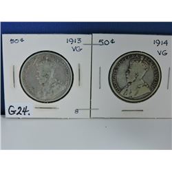1913 & 1914 Canada 50 cents