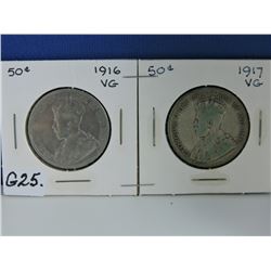 1916 & 1917 Canada 50 cents