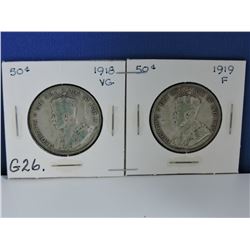 1918 & 1919 Canada 50 cents