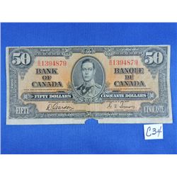 1937 Canada 50 Dollar Bill