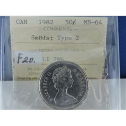 1982 Canada 50 Cents - Small Beads