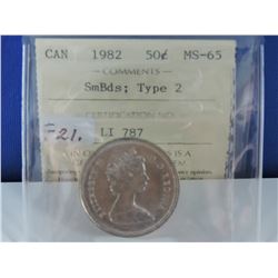 1982 Canada 50 Cents - Small Beads