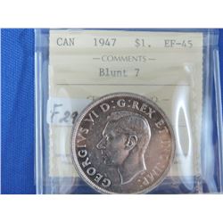 1947 Canada Silver Dollar - Blunt 7
