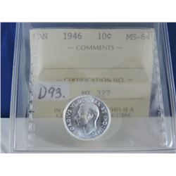 1946 Canadian 10 Cent Coin