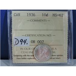1936 Canadian 10 Cent Coin