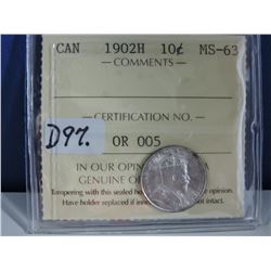 1902H Canadian 10 Cent Coin