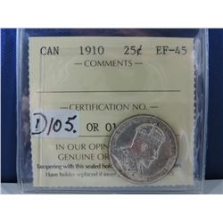 1910 Canadian 25 Cent Coin