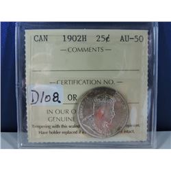 1902H Canadian 25 Cent Coin