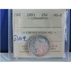 1891 Canadian 25 Cent Coin