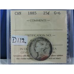 1885 Canadian 25 Cent Coin