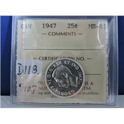1947 Canadian 25 Cent Coin