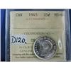 Image 1 : 1945 Canadian 25 Cent Coin