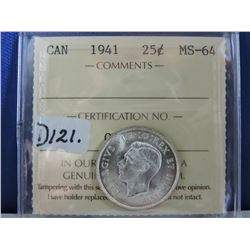 1941 Canadian 25 Cent Coin