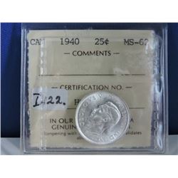1940 Canadian 25 Cent Coin