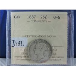 1887 Canadian 25 Cent Coin