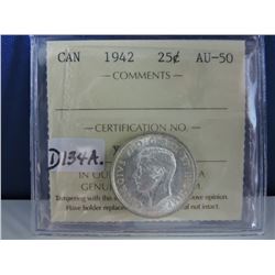 1942 Canadian 25 Cent Coin