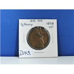 1858 Great Britain 1/2 Penny