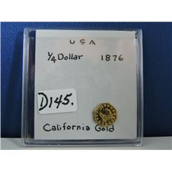 1876 USA Territorial California Gold 1/4 Dollar